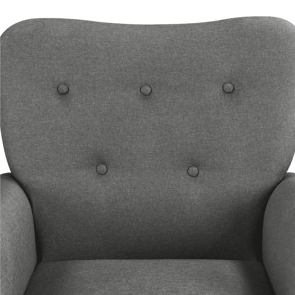 Yaheetech Modern Upholstered Accent Chair with Wooden Leg for Living Room, Dark Gray