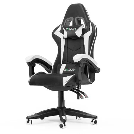 Bigzzia Gaming Chair Office Chair, Ergonomic Game Chair with Headrest & Lumbar Pillow, Black
