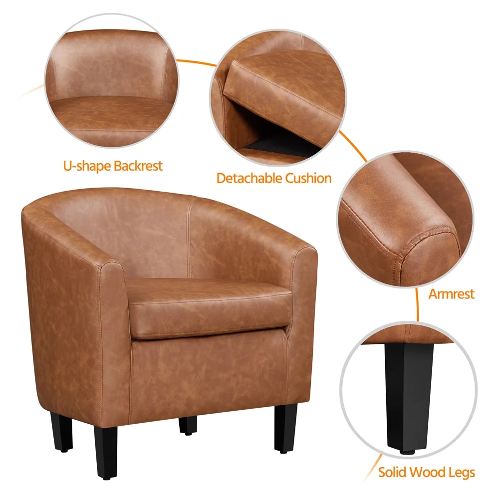 Yaheetech Faux Leather Accent Arm Chair For Living Room, Black