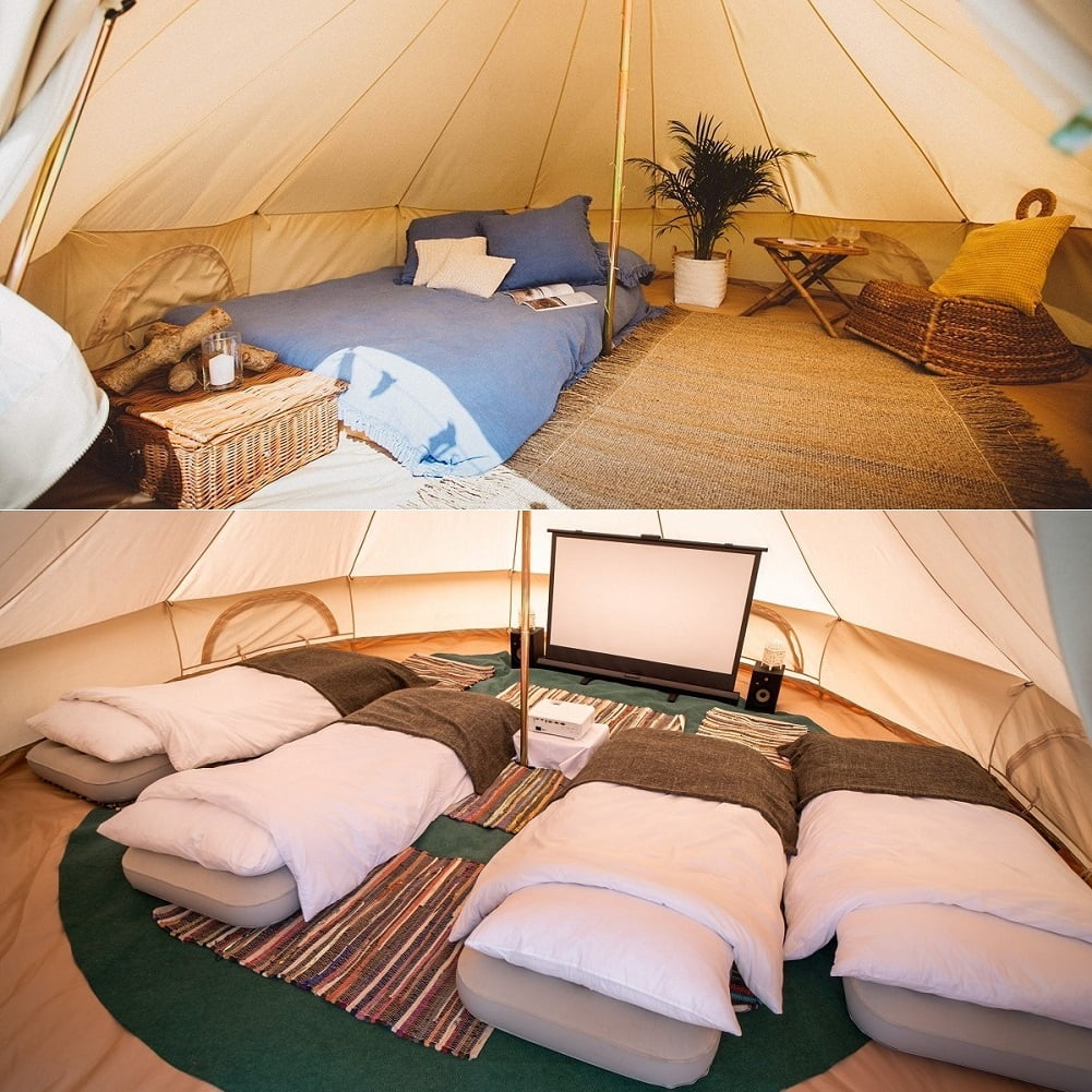 Outdoor Waterproof Family Camping Cotton Canvas Bell Tent Luxury Glamping Yurt Diameter 4M (13.1FT)