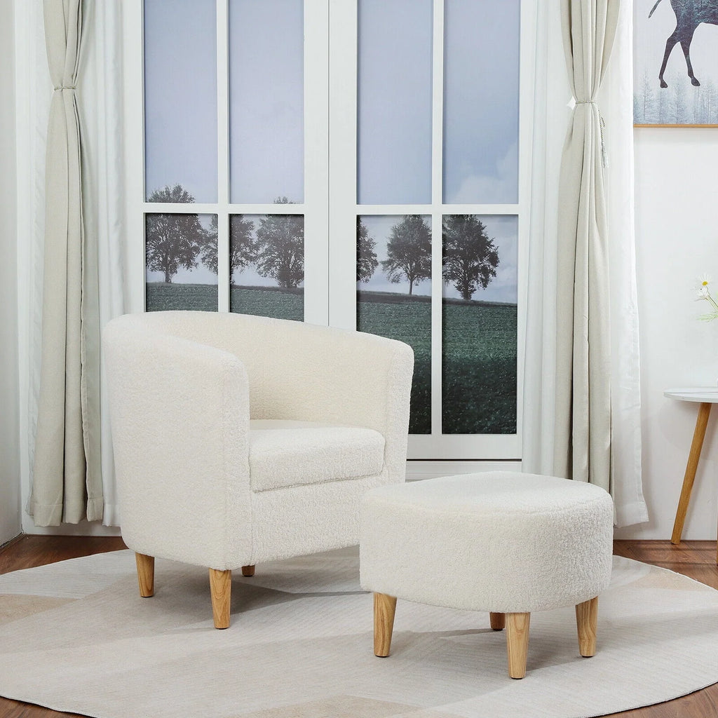 Dazone Swivel Armchair & Ottoman Set, Modern Accent Upholstered Single Sofa Chair With Footstool, 360°Rotating Armchair and Footrest Set, Club Tub Chair for Living Room Bedroom Reading Room,Gray