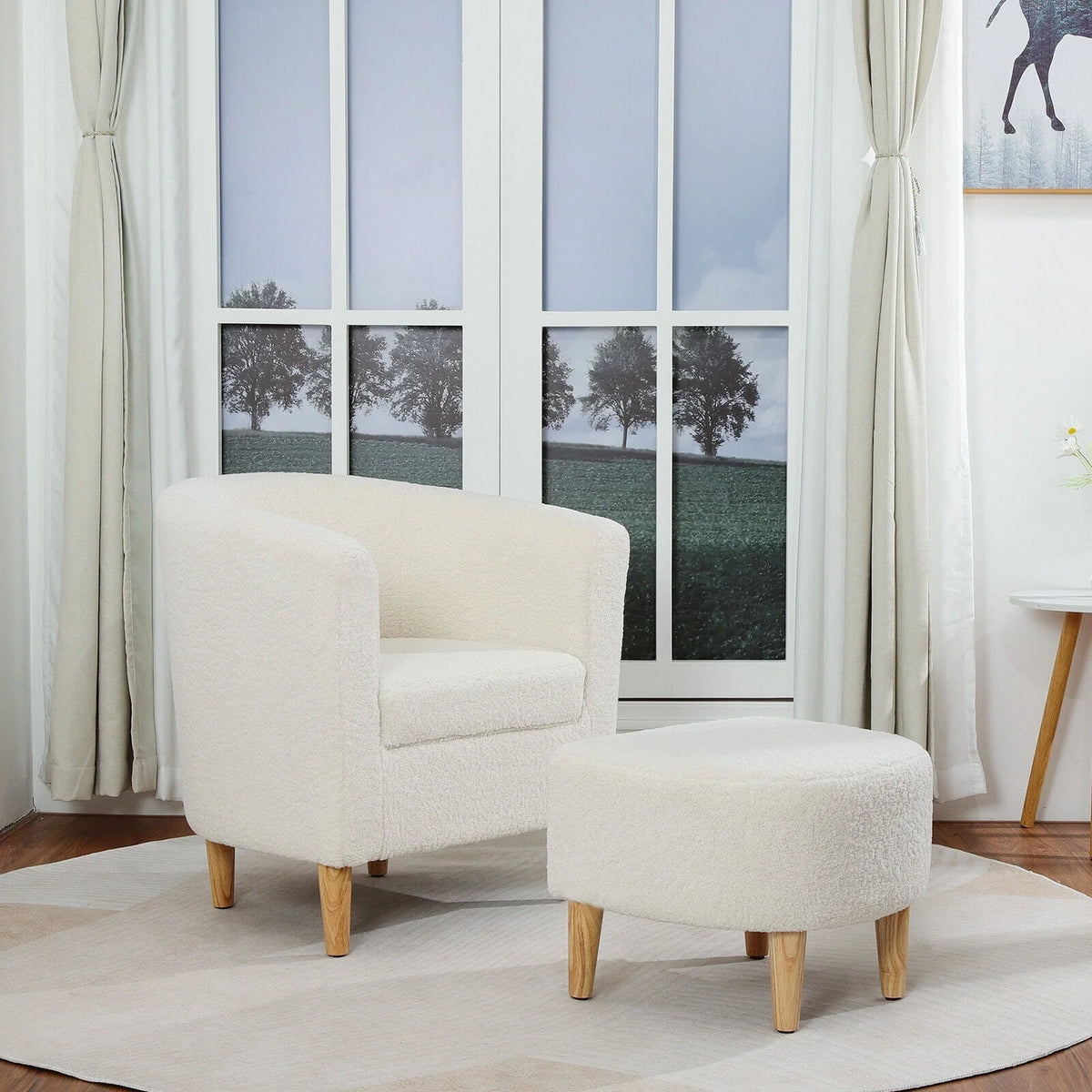 Dazone Swivel Armchair & Ottoman Set, Modern Accent Upholstered Single Sofa Chair With Footstool, 360°Rotating Armchair and Footrest Set, Club Tub Chair for Living Room Bedroom Reading Room,Gray