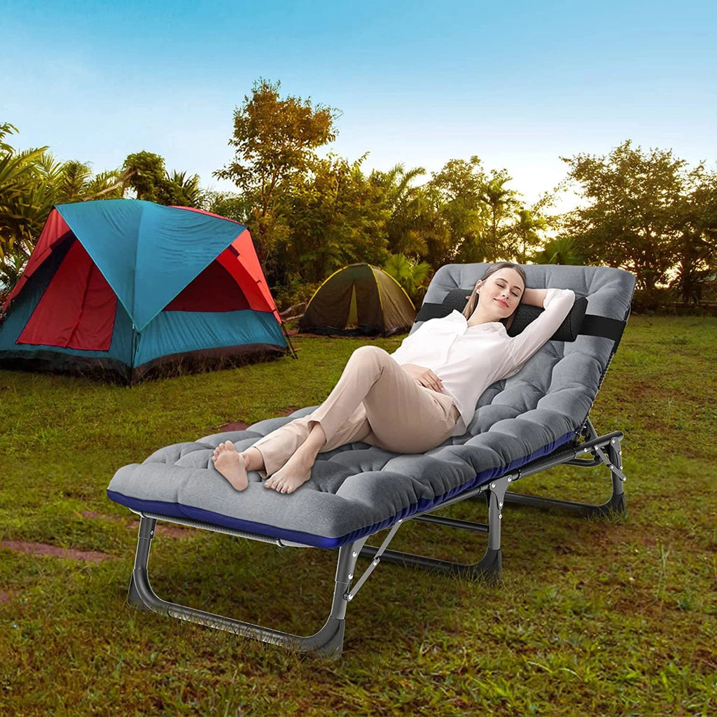 Slsy Folding Lounge Chair, 5-Position Adjustable Outdoor Reclining Chair, Folding Sleeping Bed Cot, Folding Chaise Lounge Chair for Pool Beach Patio Sunbathing