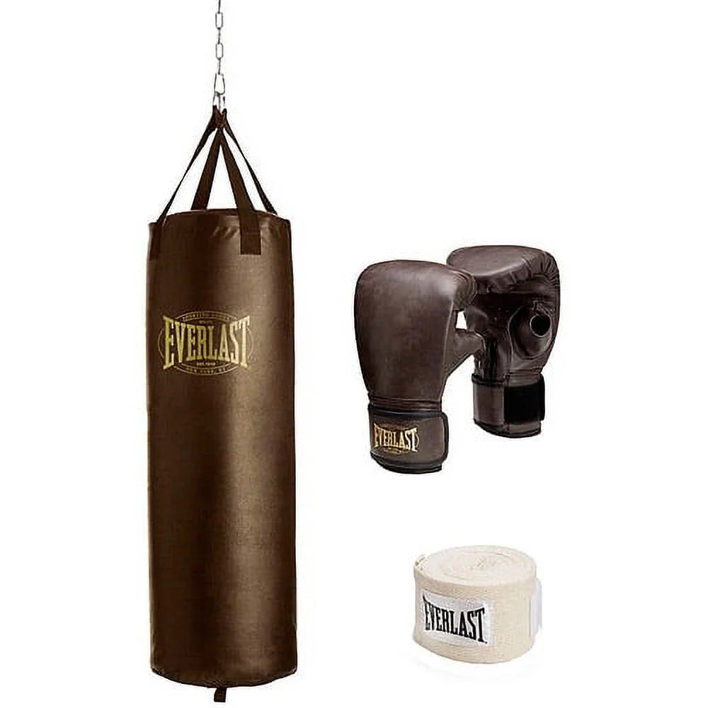 Everlast Heavy Bag Stand with 100 lb Vintage Heavy Bag Kit, Black, 3 Piece