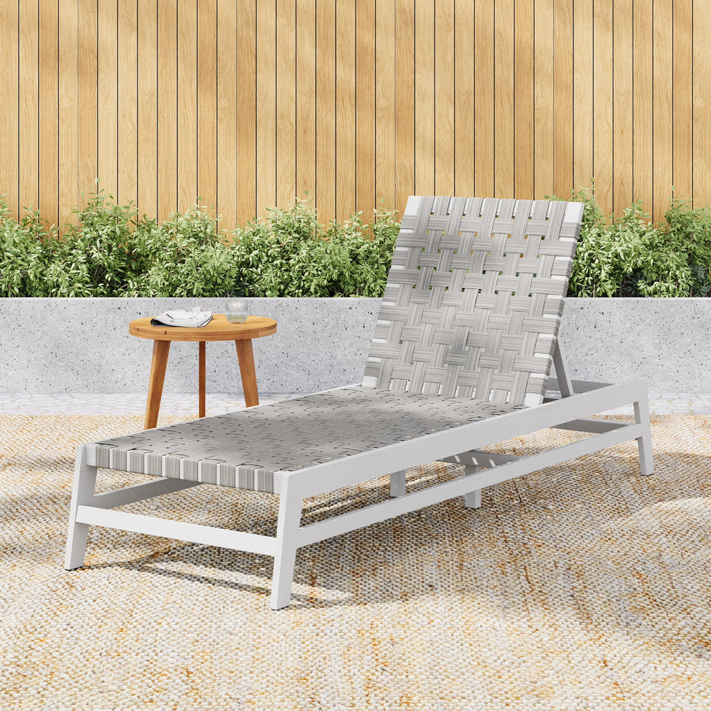 Christopher Knight Home Outdoor Wood Chaise Lounge Chair, Adjustable 4-Position Recliner with Rope Seat, Teak