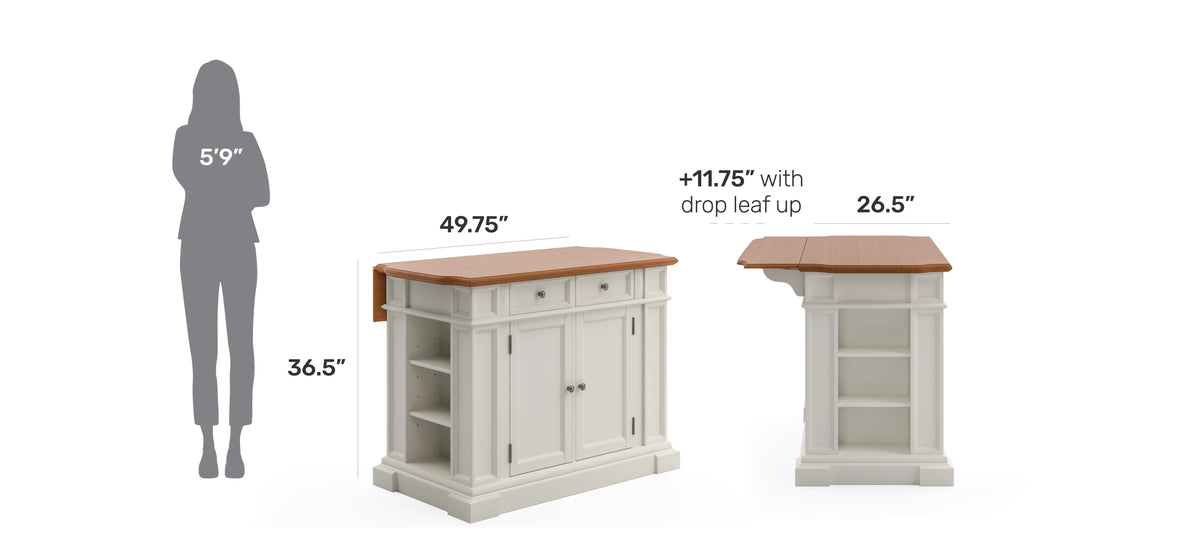Homestyles Americana Wood Kitchen Island in Black