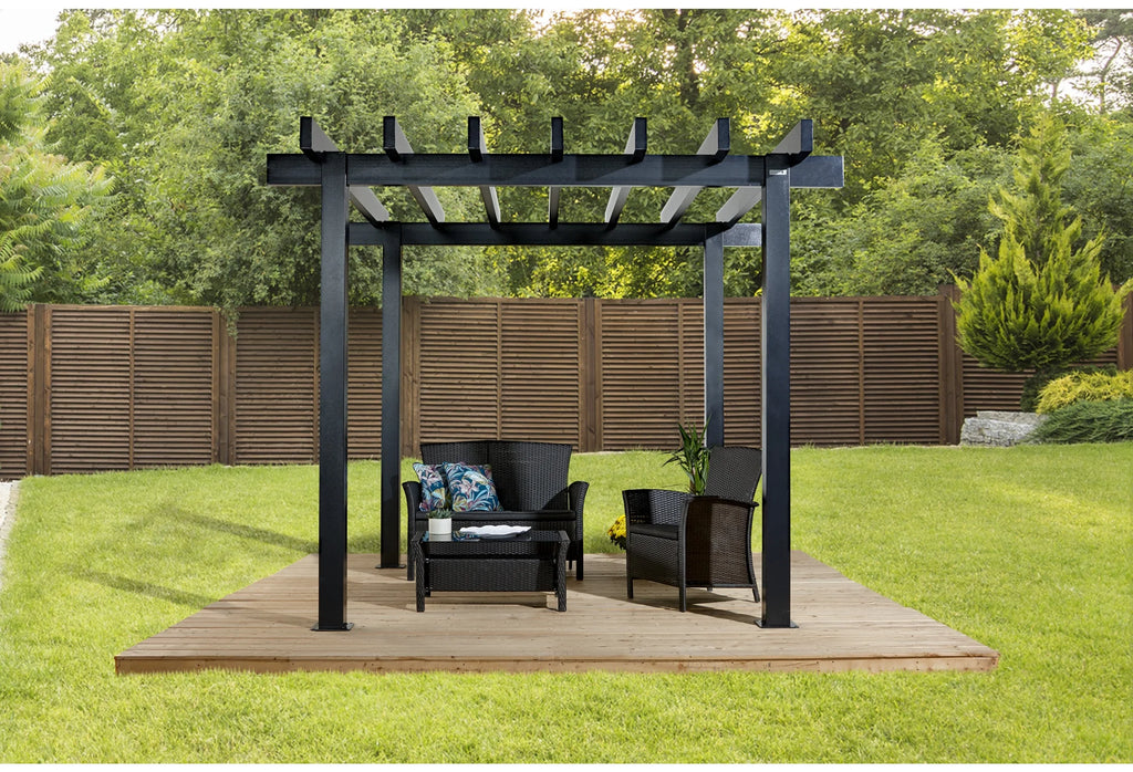 Sojag Outdoor 10' x 10' Yamba Pergola Square Shaped Gazebo, Dark Grey