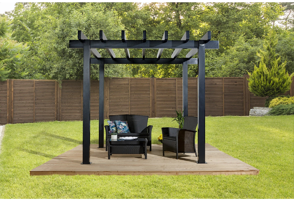 Sojag Outdoor 10' x 10' Yamba Pergola Square Shaped Gazebo, Dark Grey
