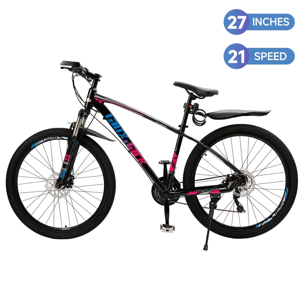 ARTUDATECH 27.5 Inch Mountain Bike, Shimano 21 Speed,  Dual Disc Brake Bike for Men Womens Adult, Full Suspension Bicycle