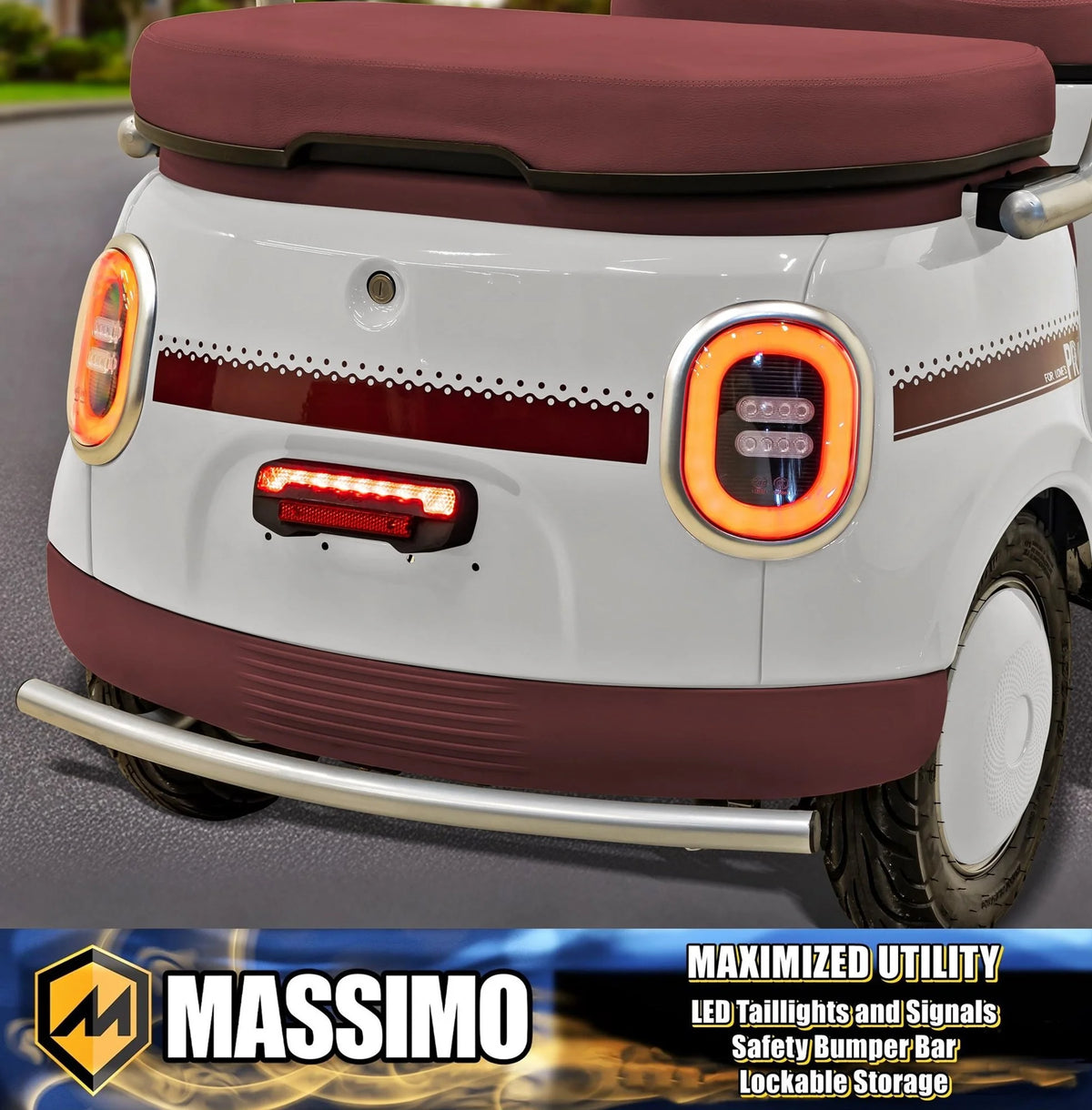 Massimo MGC E-Trike 3-Wheel Electric Cart – 17 MPH, 2-Seater Adult Scooter – Blue