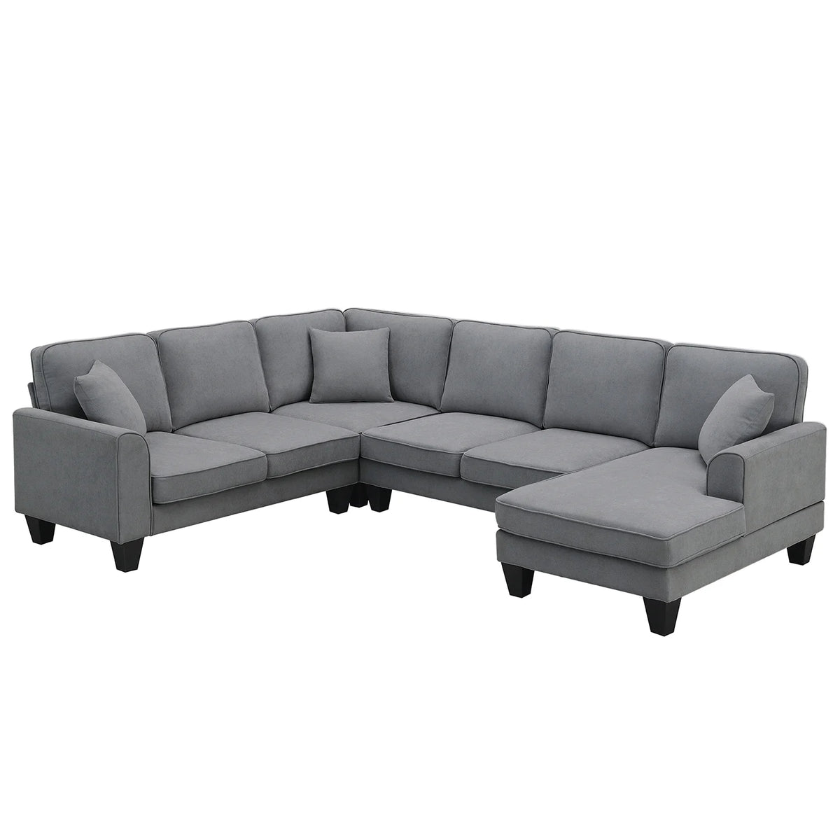 Harper & Bright Designs Modular Sectional Sofa with Ottoman Couch L Shape Corner Sofa Sets 7 Seats Fabric Couch for Living Room, Black, 112 * 87 inch