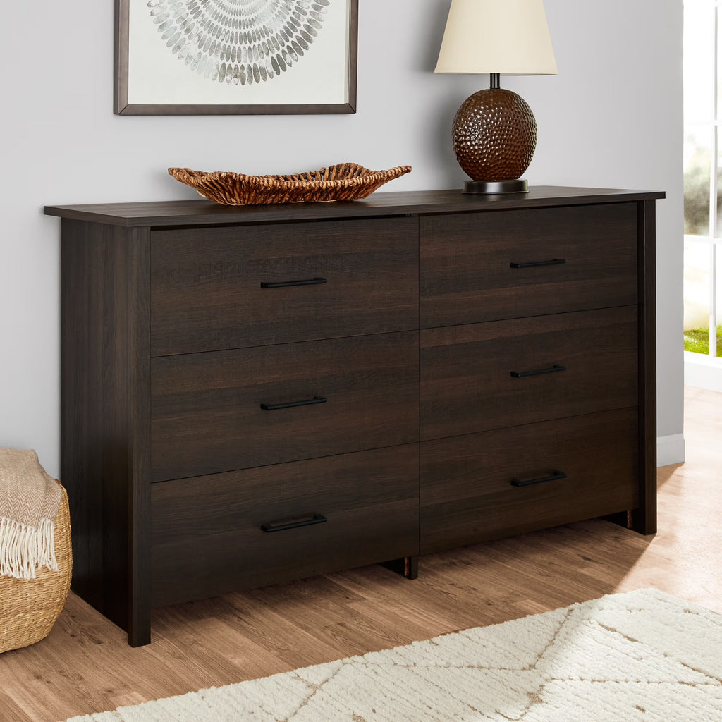 Mainstays Hillside 6-Drawer Dresser, Soft White Finish