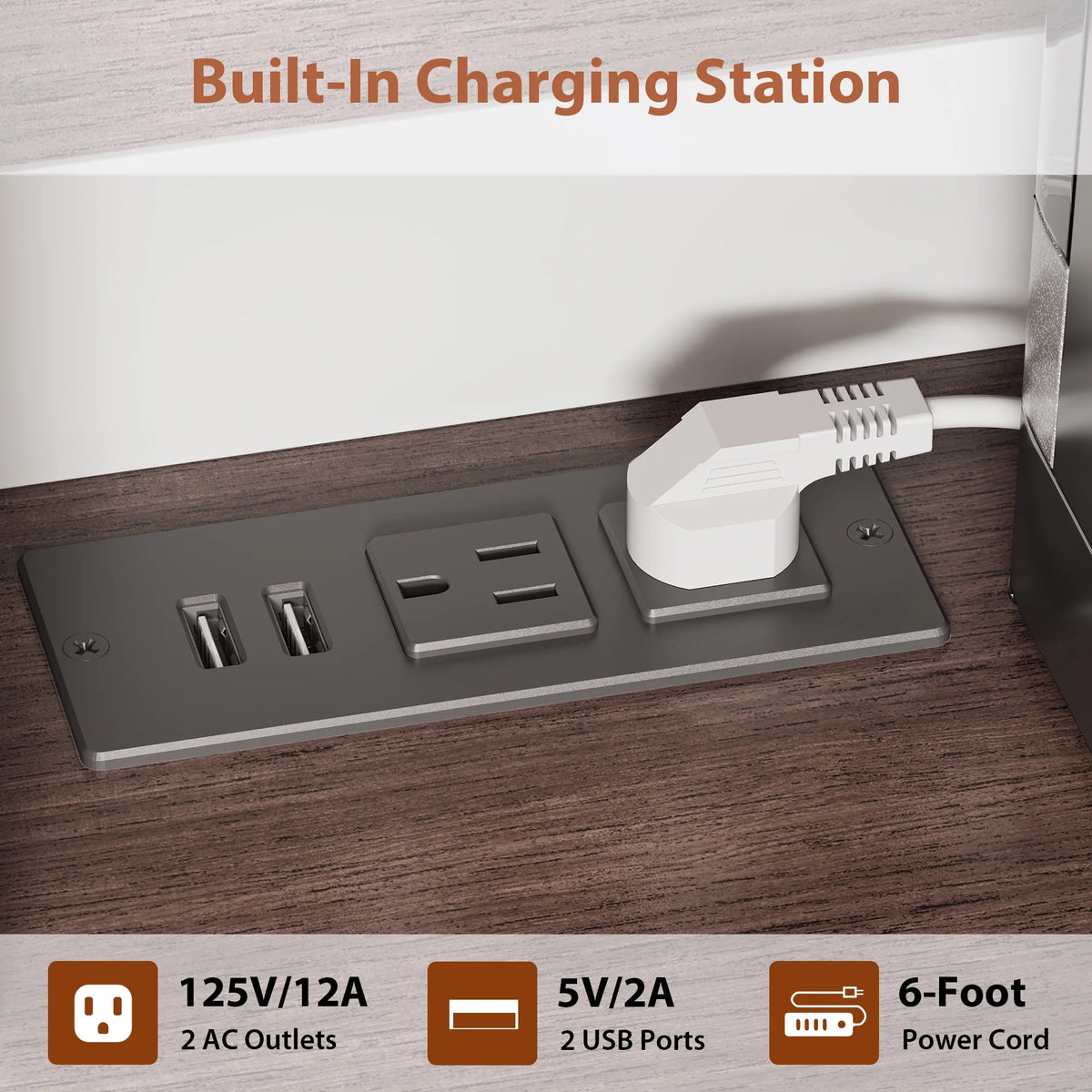 LAFGUR 72" Kitchen Storage Cabinet with Power Outlet & LED Light, Coffee Bar Cabinet with Drawers & Wine Glass Rack,Sideboard for Home,White