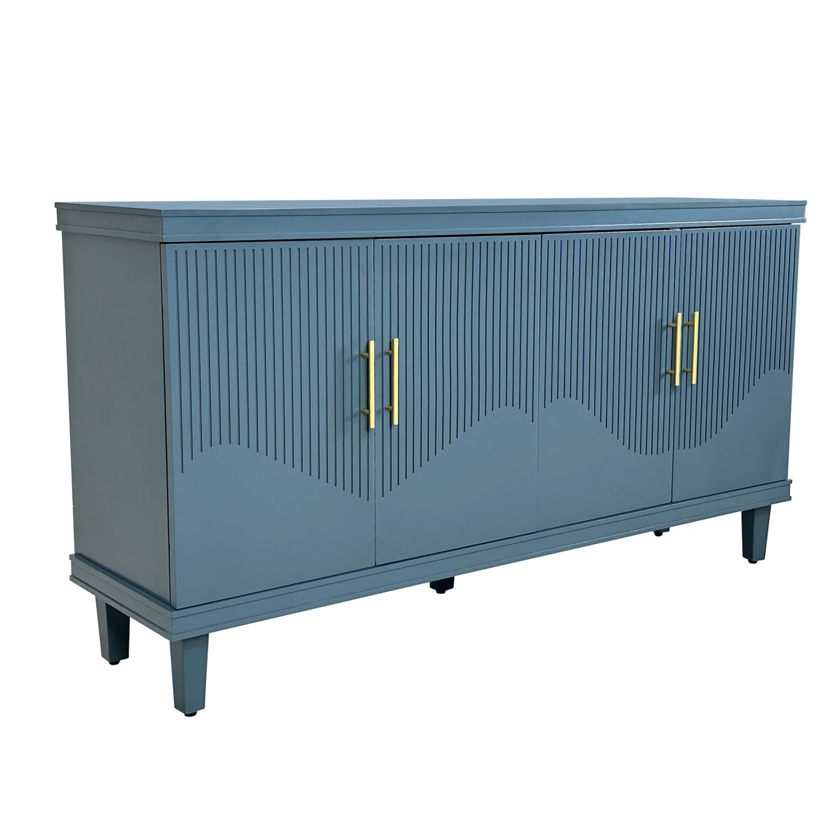 Large 4-Door Storage Cabinet with Adjustable Shelves, Modern Multi-Room Organizer for Living Room, Kitchen, Bedroom, Hallway - Blue
