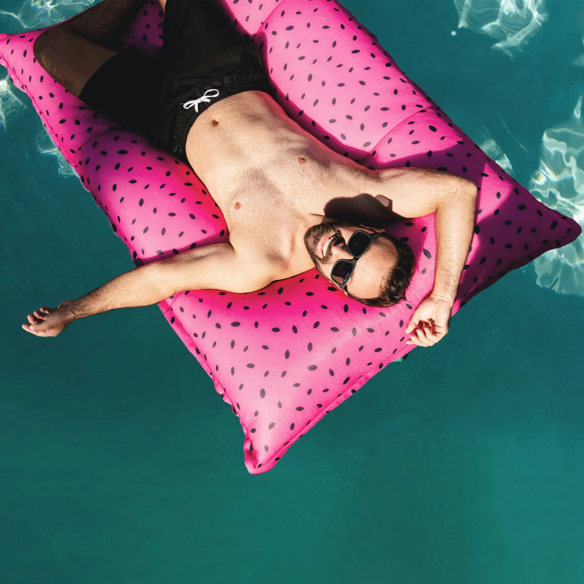 Big Joe Lagoon Lounger No Inflation Needed Pool Float, Americana Nautical Stripe Double Sided Mesh, Quick Draining Fabric, 5 feet Giant