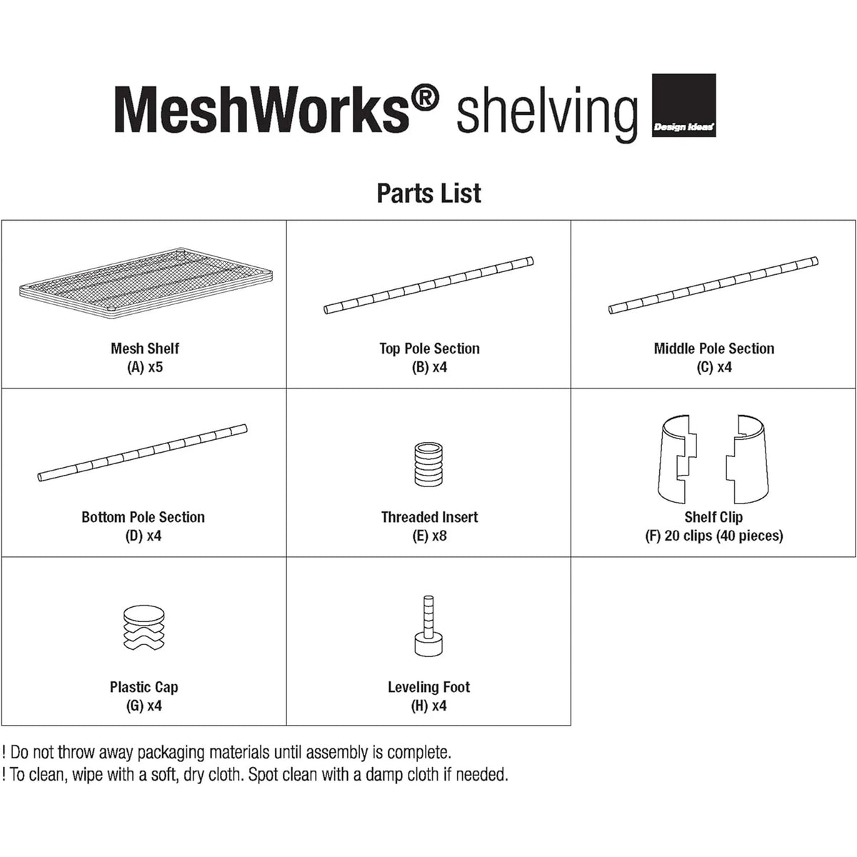 Design Ideas MeshWorks 5 Tier Steel Storage Shelving Unit Bookshelf, Green
