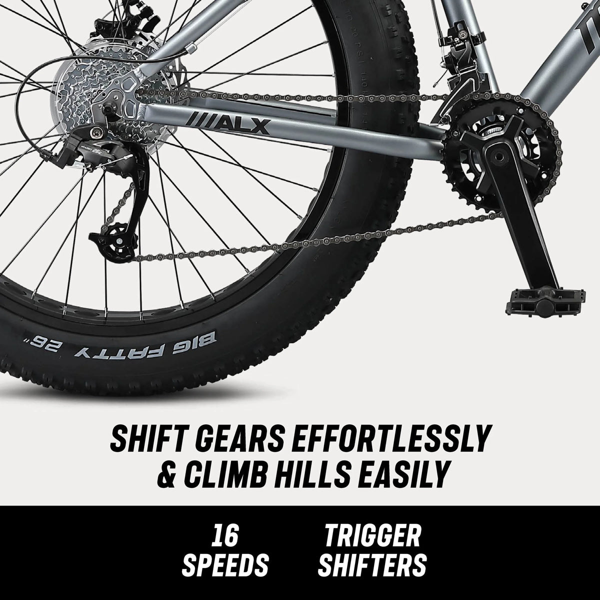 26" Mongoose Dolomite ALX Unisex Fat Tire Mountain Bike, Gray, Ages 12+