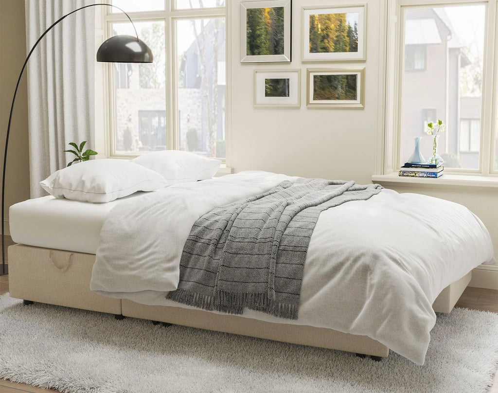 VANACC Sofa Bed, Adult Sleeper Sofa with Storage Chaise, Pull Out Couch for Bed Room, Gray Chenille