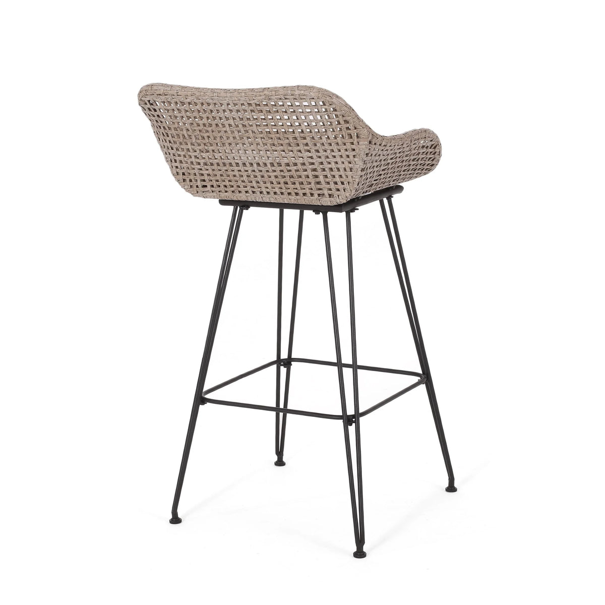 Verano Wicker and Metal Outdoor Barstools with Cushion, Set of 4, Mixed Brown and Beige