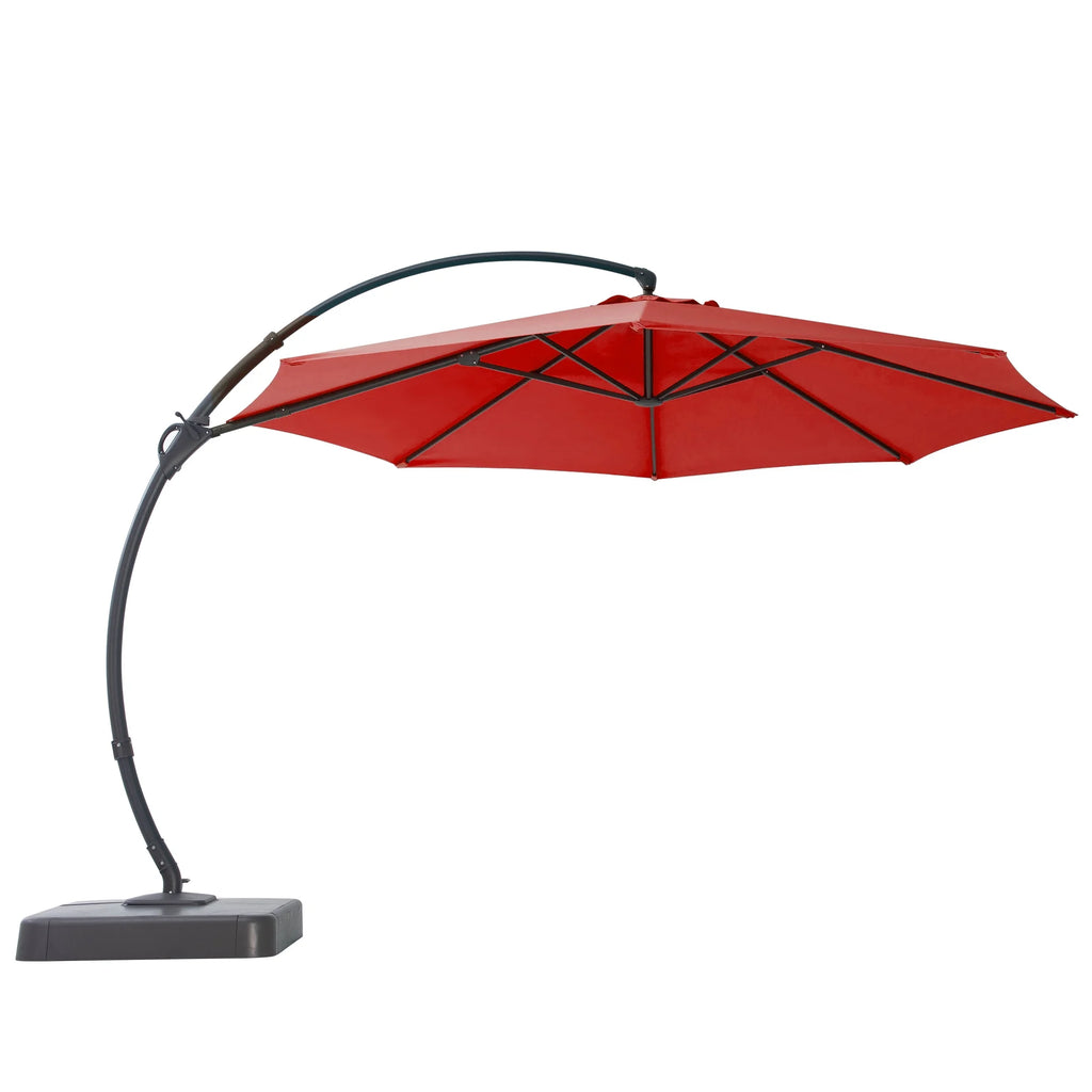 LAUSAINT HOME 11FT Patio Umbrella with Base, Outdoor Deluxe Curvy Cantilever Umbrella for Patio Pool Deck, Champagne