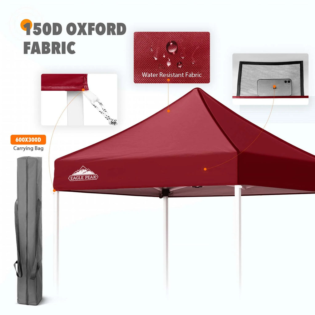 EAGLE PEAK 5x5 Pop Up Canopy Tent Instant Outdoor Canopy Easy Set-up Straight Leg Folding Shelter（Blue）