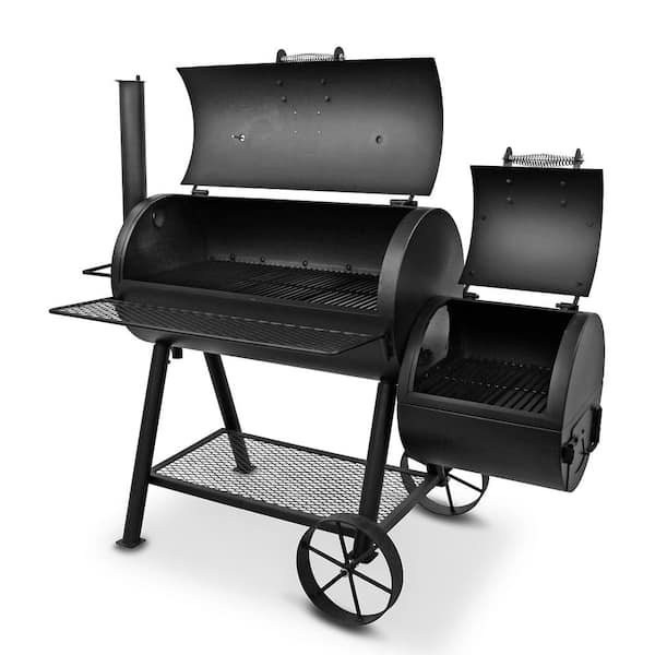 Highland Offset Charcoal Smoker and Grill in Black with 900 sq. in. Cooking Space
