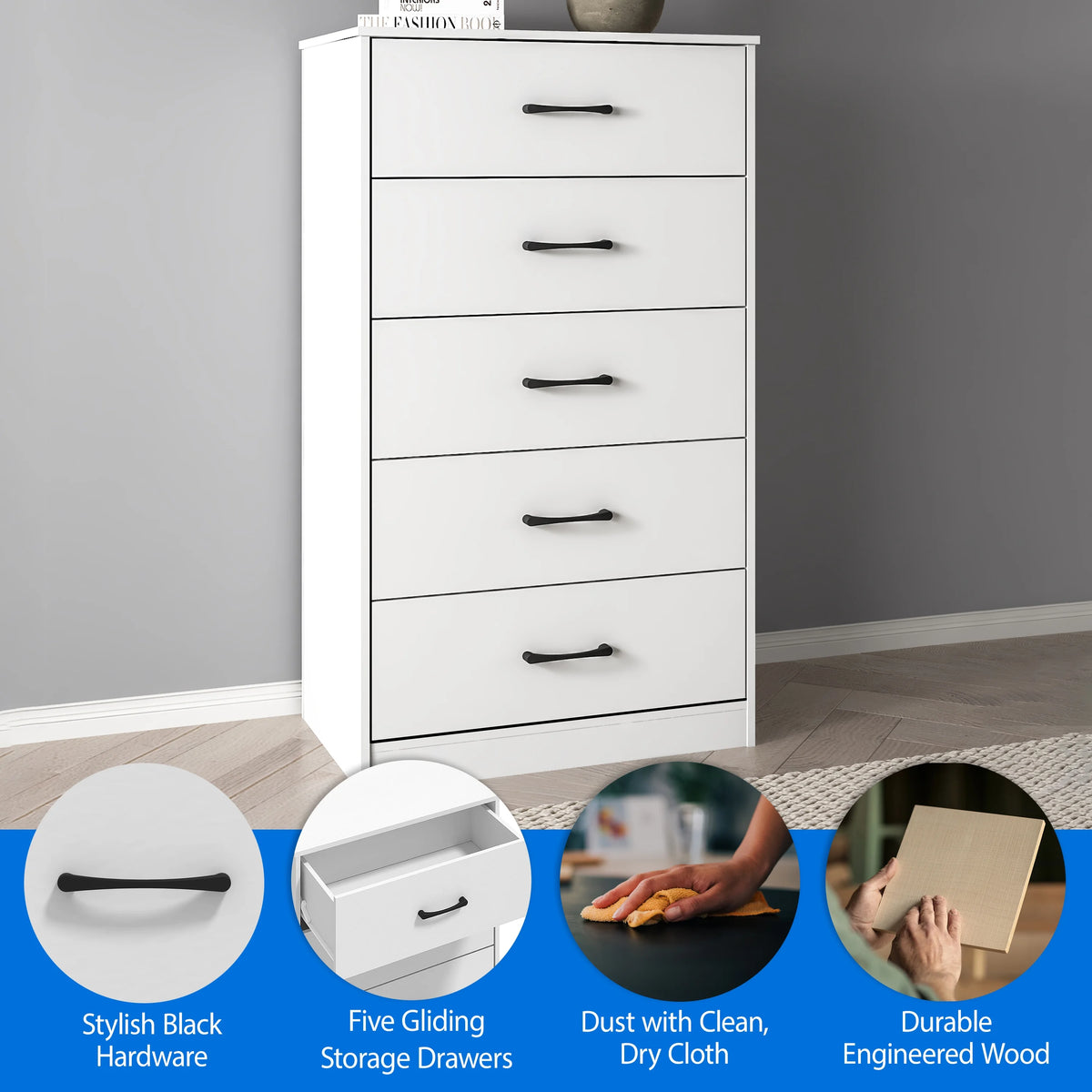 Mainstays Ardent 5 Drawer Dresser, Black