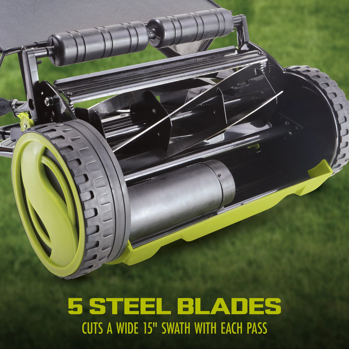 Sun Joe 24V Cordless 15-inch Push Reel Lawn Mower, 4-Position, 4.0-Ah Battery & Charger