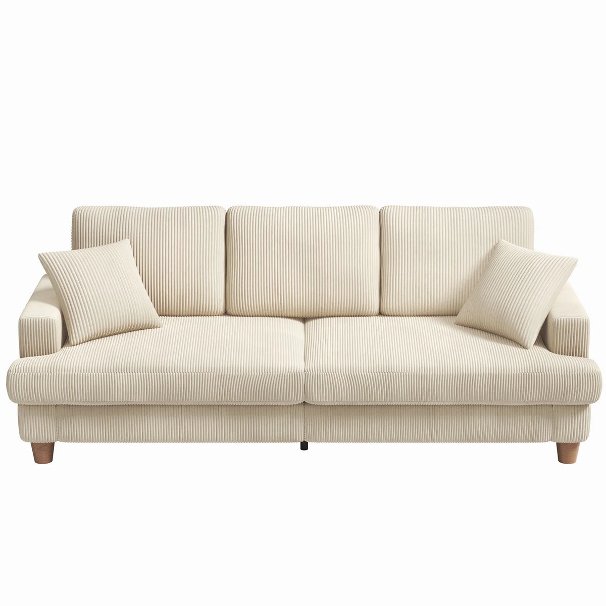 87" Corduroy Sofa,3 Seater Sofa with Extra Deep Seats,Neche Comfy Upholstered Couch for Living Room,2 Pillows,Green