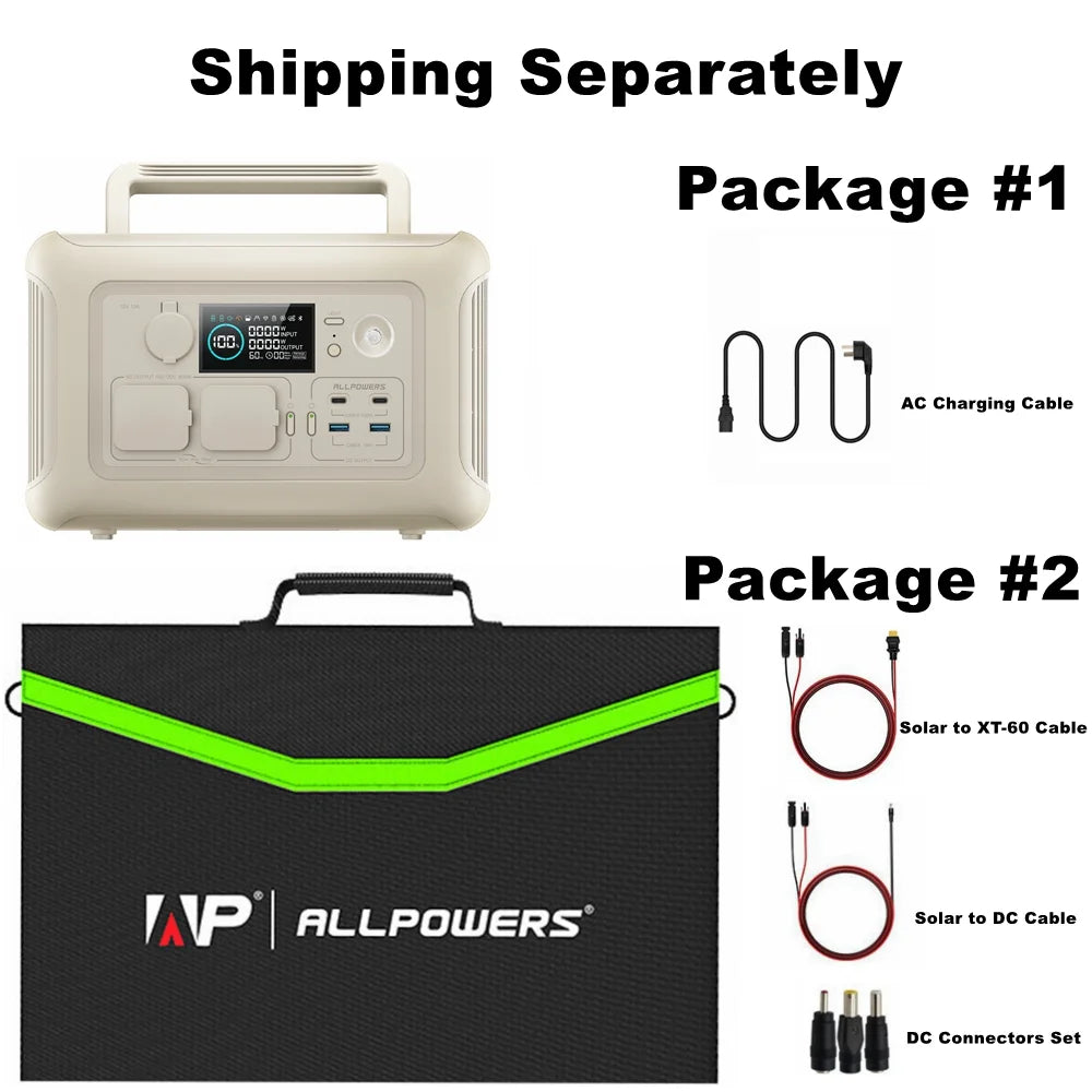 ALLPOWERS Beige R600 Portable Power Station 600W, 299Wh LiFePO4 Battery, Wireless Charging, Solar Generator Charger for Camping, Home Backup, Emergency, off-Grid, Power Outage