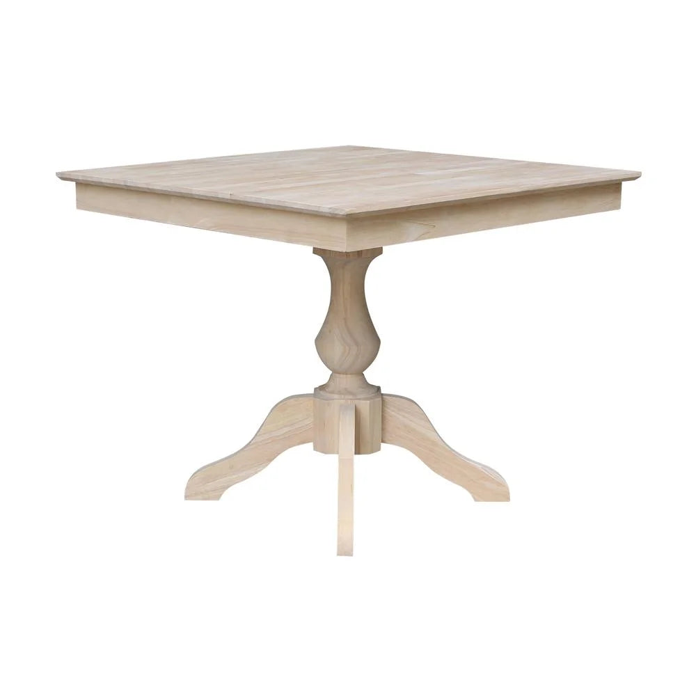 36" x 36"  Natural Solid Wood Square Top Pedestal Table - 29.9" Height