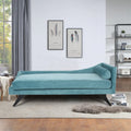 Chaise Lounge Sofa Chair, Right Square Arm Reclining Chaise, Indoor Upholstered Sleeper Sofa with Pillow and Wood Legs, Modern Accent Chaise Chair for Living Room Bedroom Office, Green