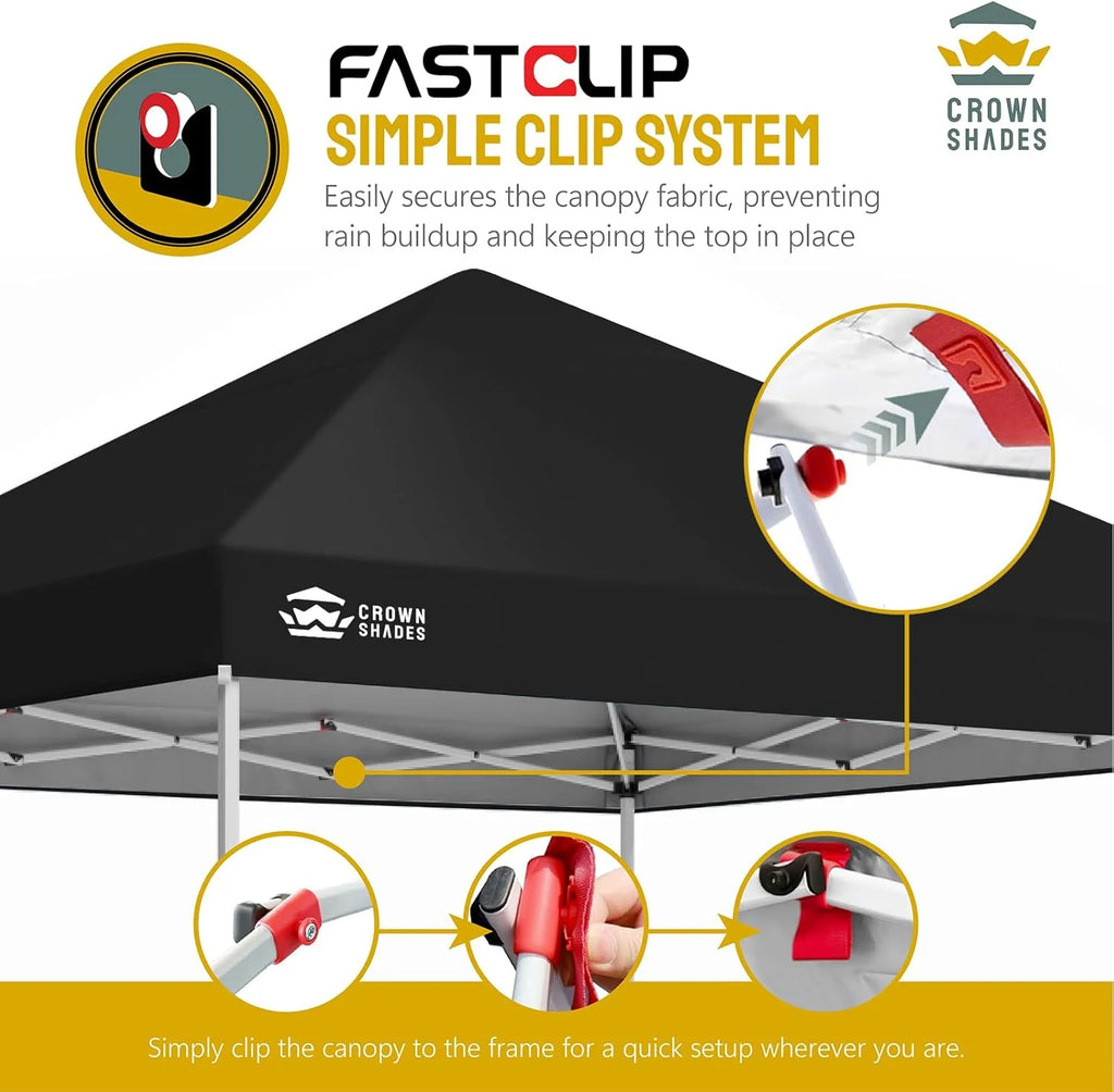CROWN SHADES 8x8 Pop Up Canopy with One Push Setup Easy Outdoor Sun Shade for Events Parties Camping Forest Green