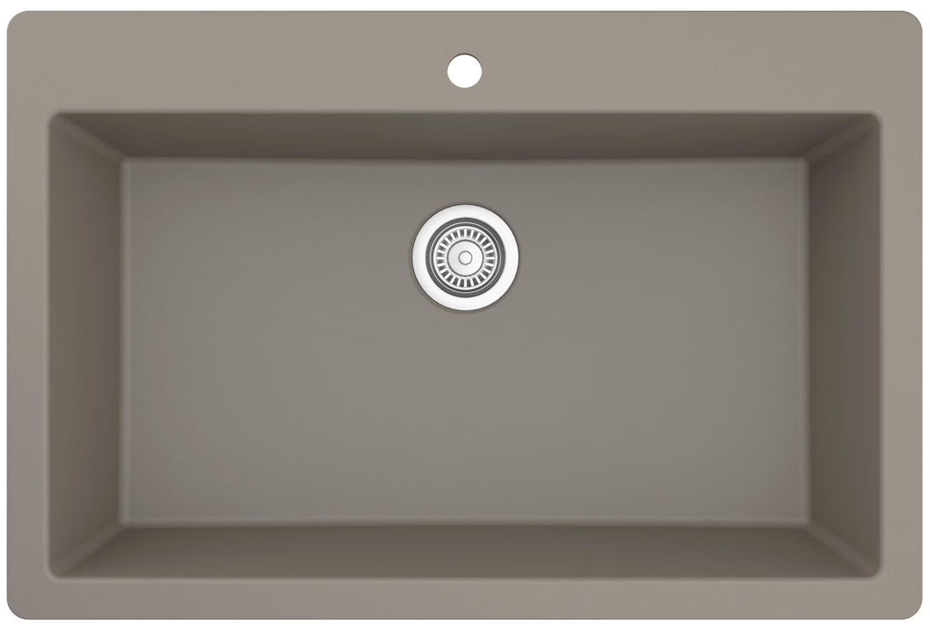 Karran Usa Qt-812 Quartz Qt 33" Drop In Single Basin Quartz Composite Kitchen Sink - White