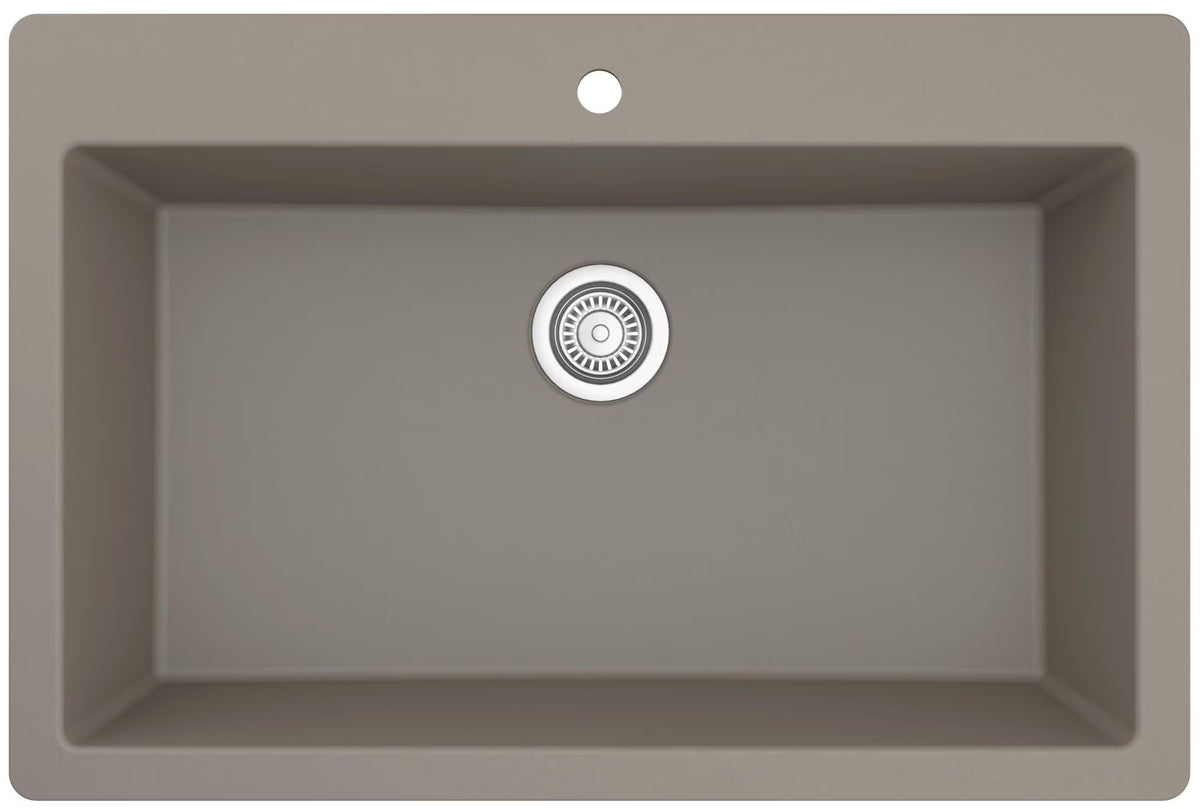 Karran Usa Qt-812 Quartz Qt 33" Drop In Single Basin Quartz Composite Kitchen Sink - White