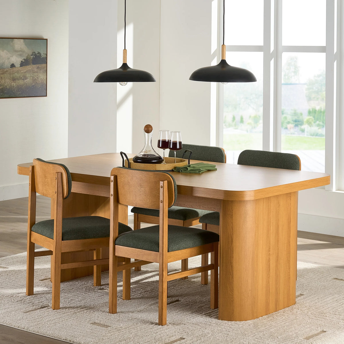 Better Homes & Gardens Juliet Dining Chairs 2 Pack, Light Honey Finish and Olive Green