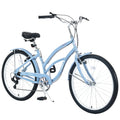 iYofe 26 inch Beach Cruiser Bike for Women Shimano 7 Speed Womens Bike, 85% Assembled, Womens Bike, Light Blue