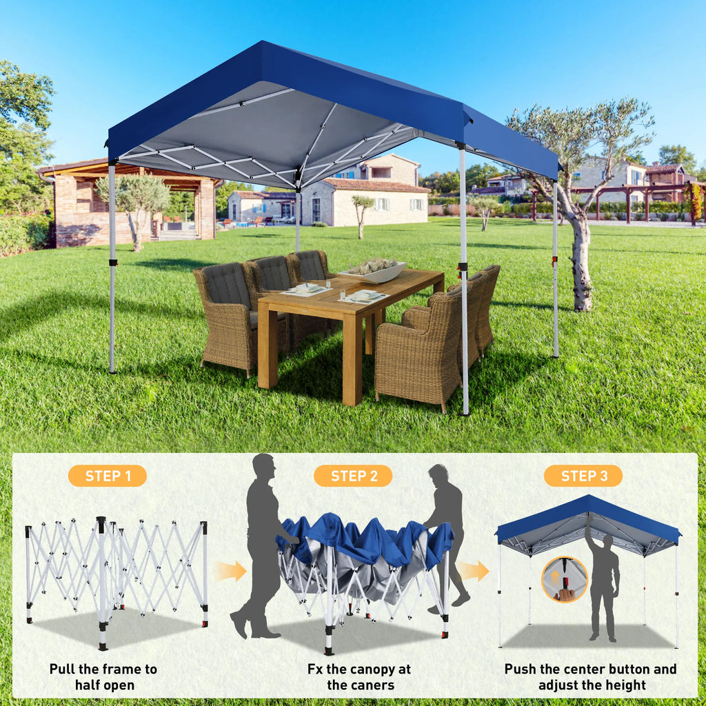 Hoteel Carport Canopy 10x20 Pop Up Shelter with Instant 1-Button Push Center Lock, UV Resistant All-Weather Cover with 2 Sidewalls, Heavy Duty Waterproof Canopy Tent for Cars, Trucks, Boats, White