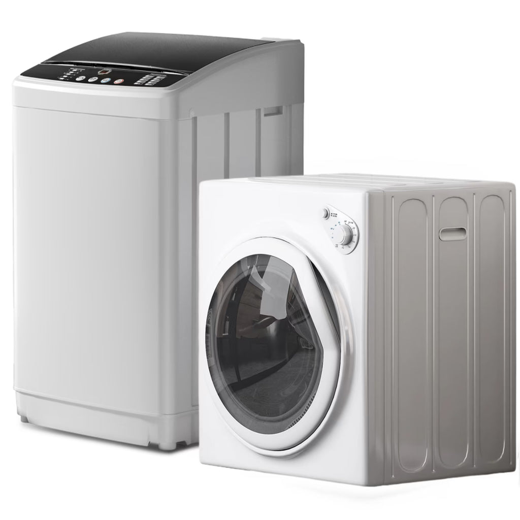 TABU Washer and Dryer Set, 17.6LBS Full Automatic Washing Machine & 8.8LBS Portable Dryer (Gray&White)