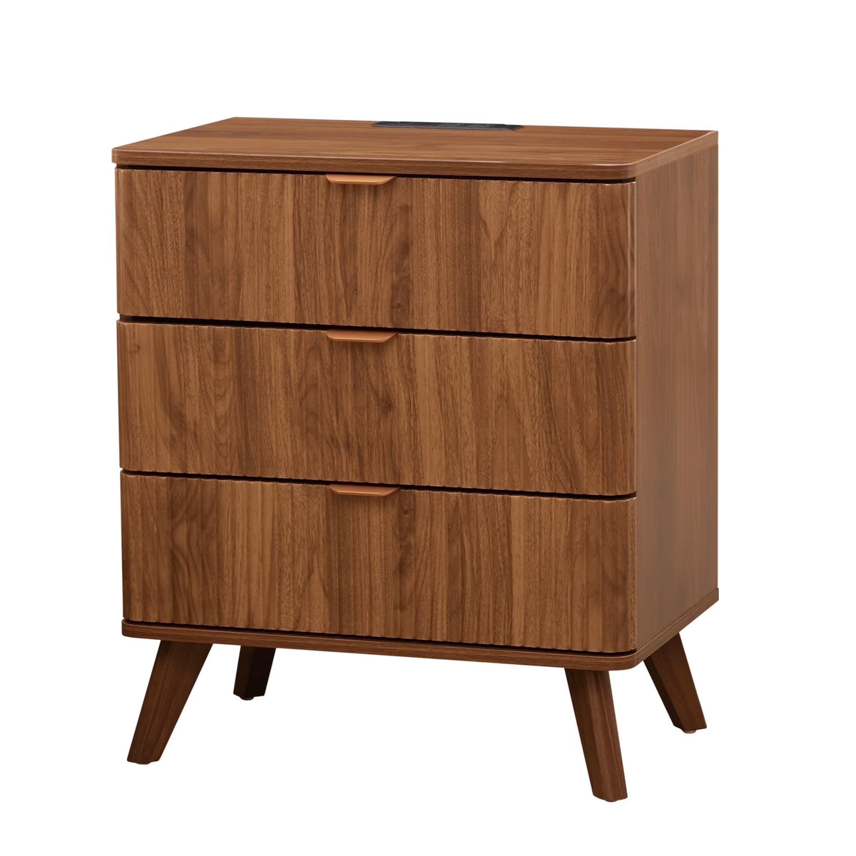 YOCWO Fluted Nightstand for Bedroom Set of 2 , Wood Bedside Table Set of 2 with Drawers, Black