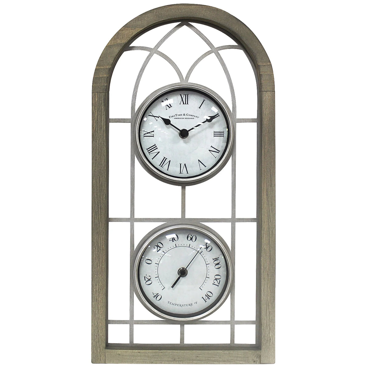 FirsTime & Co.® Brown Farmhouse Arch Outdoor Clock, Farmhouse, Analog, 10 x 2 x 20 in