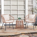 Patio Furniture Set, Betcozy3 Pieces Outdoor Chairs Set with Glass Coffee Table for Garden, Bistro, Porch, Balcony, Backyard