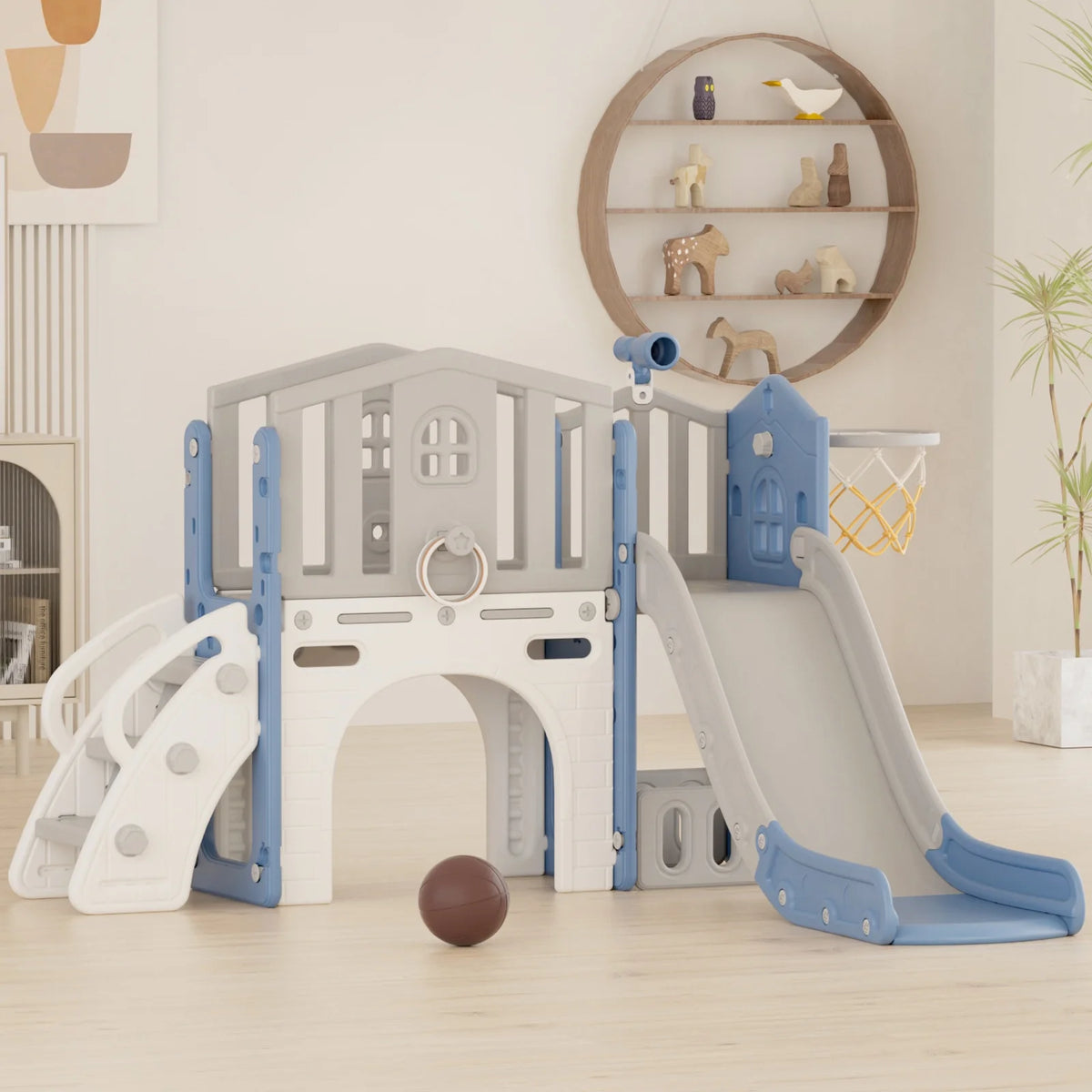 Korimefa 11-in-1 Toddler Slide Set with Golf, Basketball Hoop, Kids Slide for Toddlers Age 1-4, Climber Slip and Slides, Baby Outdoor Toys