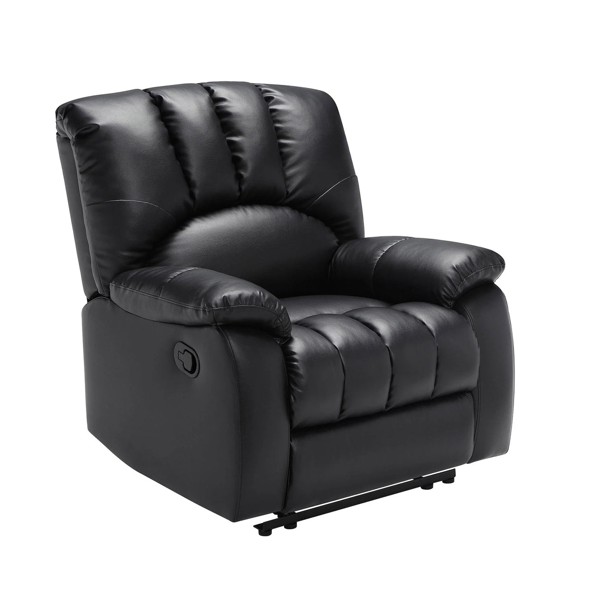 Mainstays Recliner, Full-Reclining, Black Faux Leather Upholstery