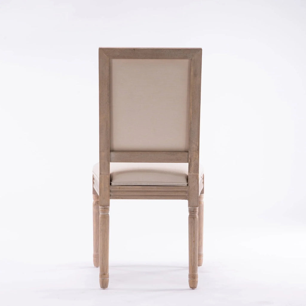 Classic Cream French-Style Dining Chair Set of 2 - Antique Painted Solid Wood Frame with Comfortable Linen Fabric Upholstery for Elegant Dining Spaces
