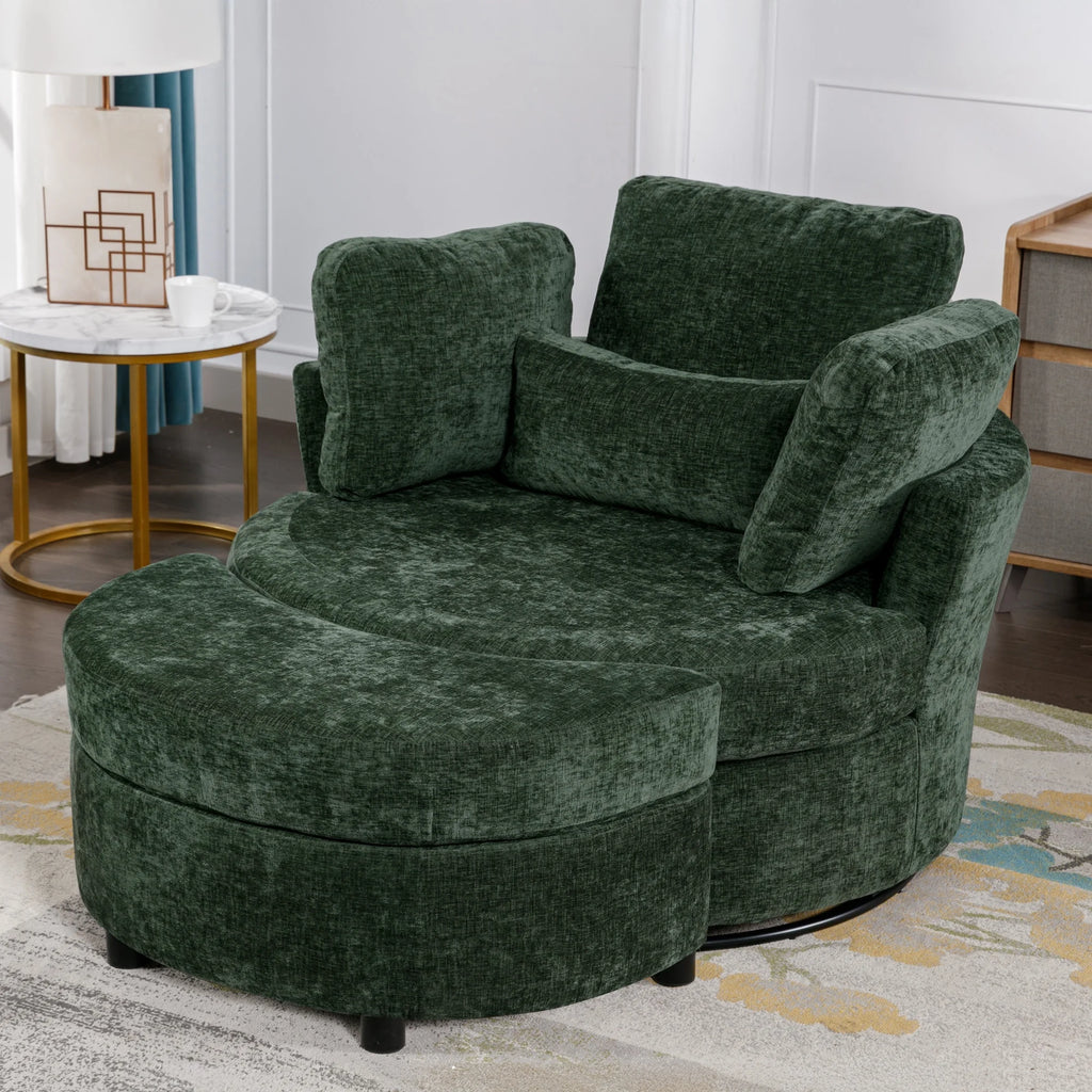 Muumblus Teddy Swivel Accent Barrel Chair, Modern Oversize Sherpa Comfy Round Reading Armchair for Living Room, Ivory