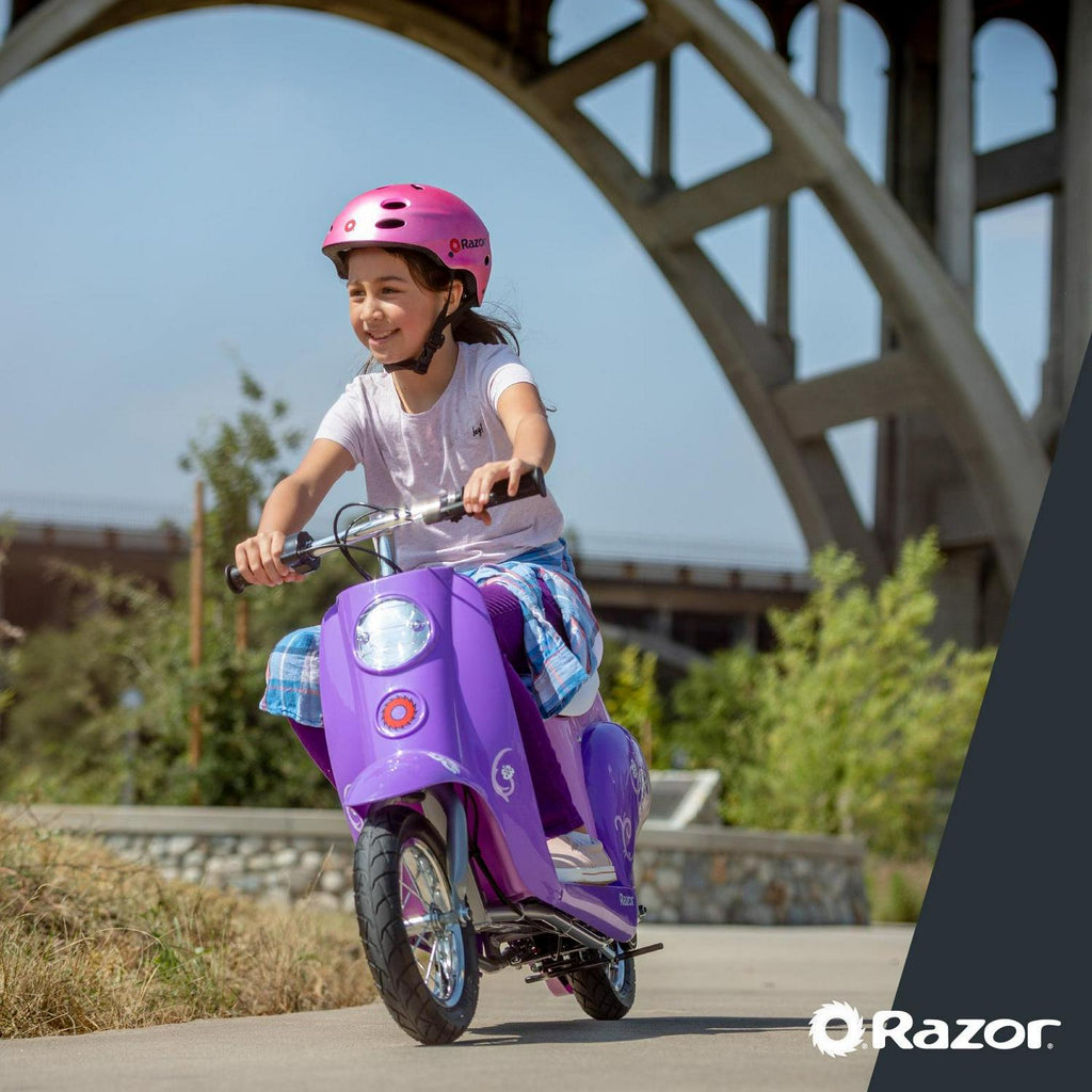 Razor Pocket Mod Miniature Euro-Style Electric Scooter - Kiki Purple. up to 15 mph. for Teen 13+