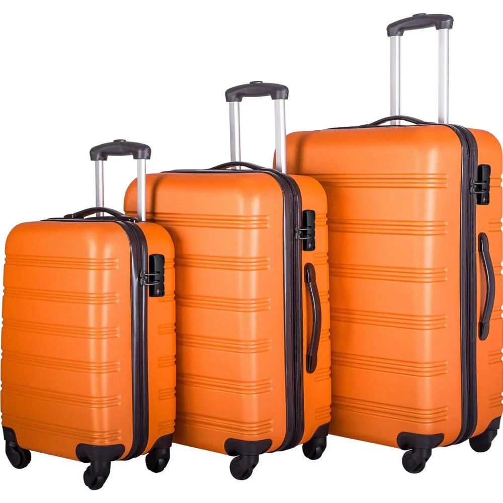 Tcbosik Luggage Sets, 3 Piece Set Hardside Suitcases with Spinner Wheels, 20/24/28 Travel Luggage Lightweight, Dark Blue