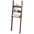 MyGift Wood Over-The-Toilet Leaning Bathroom Ladder Shelf, Dark Brown 3-Tier