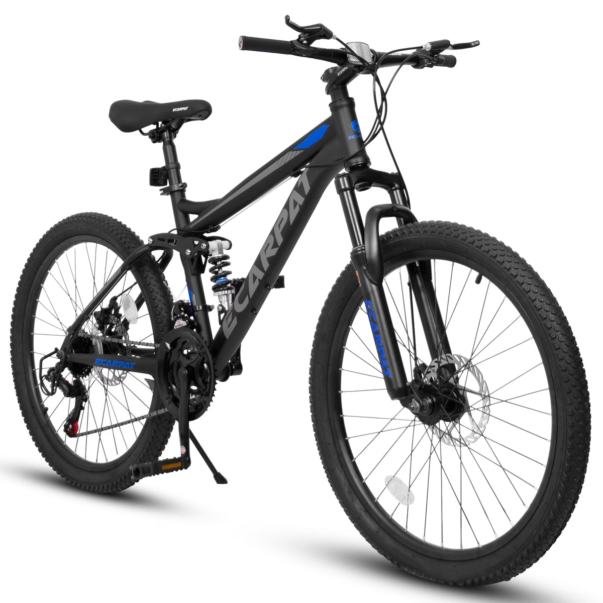 Aukfa 26" Mountain Bikes, 21-Speed Full Suspension Men Women Trail City Mountain Bike,Blue